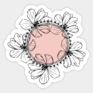 boho Asthetic Flower Circle  Cute Minimalist Pink  design Sticker